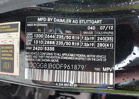 2013 Mercedes-Benz Glk 350 4Matic from USA, damaged, VIN WDCGG8JB0DF961879